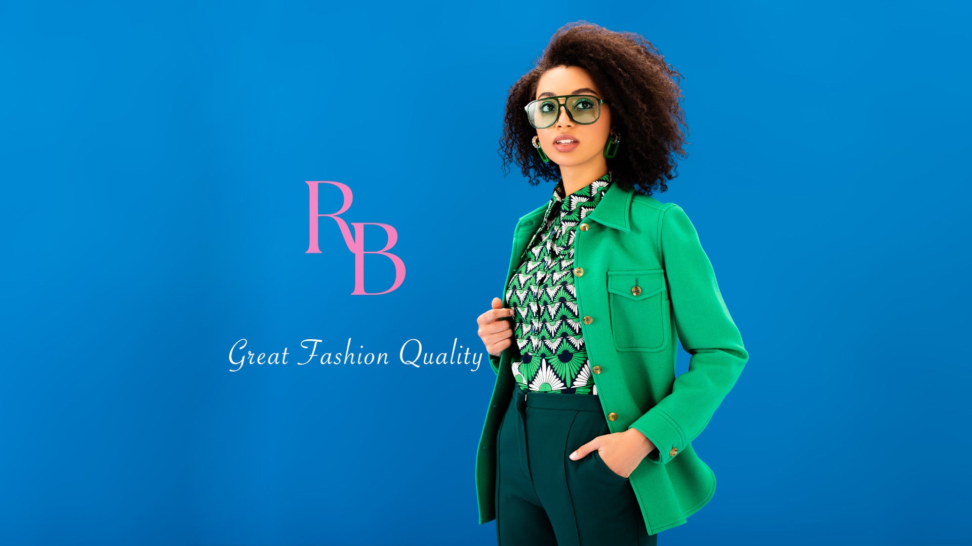 stylish african american woman in jacket and preppy pants, with glasses, trendy earrings