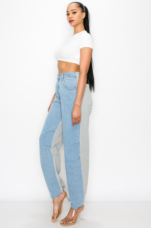 FRENCH TERRY ELASTIC BACK WAIST RELAXED JEAN